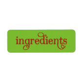 Recette Ingrédients ÉTIQUETTE (Devant)