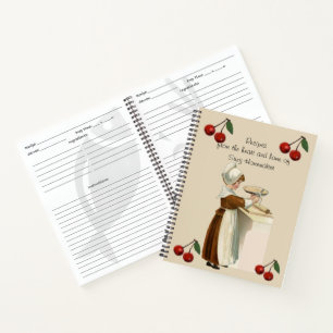 Recette Journal avec Vintage Image de Fille Baking