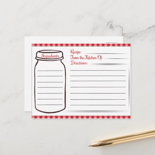 recette mignonne de la cuisine Carte postale (Devant/Arrière en situation)