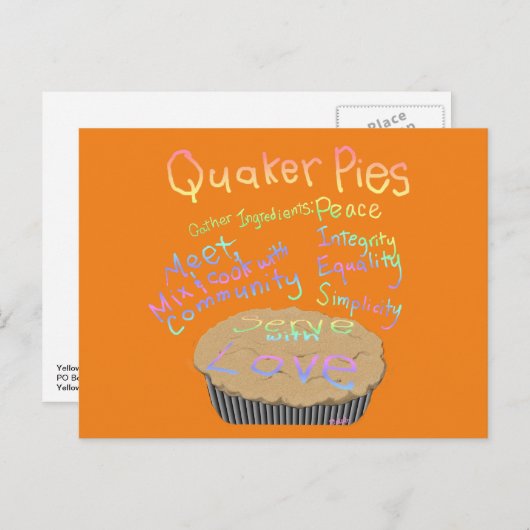 Recette pour carte postale Quaker Pies (Devant / Derrière)