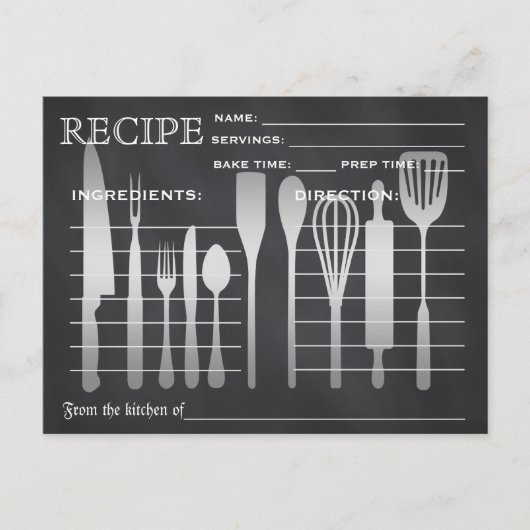 Recette Rétro Outils de cuisine de la carte (Devant)