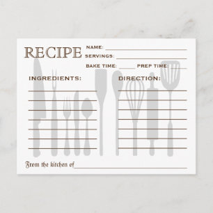 Recette Rétro Outils de cuisine de la carte