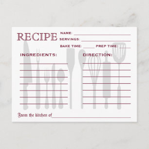 Recette Rétro Outils de cuisine de la carte