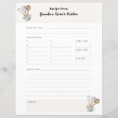 Recettes de Grand-mère | Page de recette personnal (Devant)