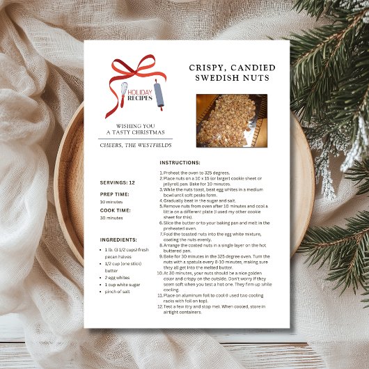 Recettes de vacances Suédoise Noix Carte de Noël