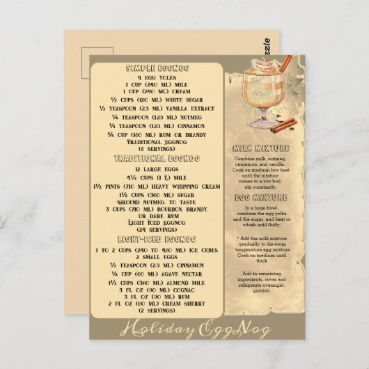 RECETTES D'OEUFS DE VACANCES | Carte postale (Devant / Derrière)