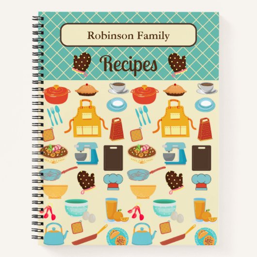 Recettes familiales Thème Vintage Carnet spiral (Devant)