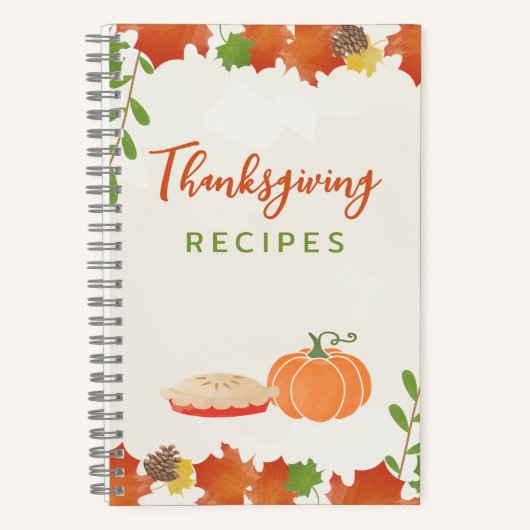 Recettes Thanksgiving Automne Feuilles Carnet (Recto)