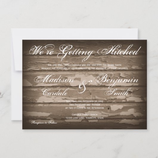 Recevoir les invitations en bois rustiques (Devant)