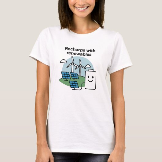 Recharge With Renewables Clean Energy Smile Design T-shirt (Voorkant)