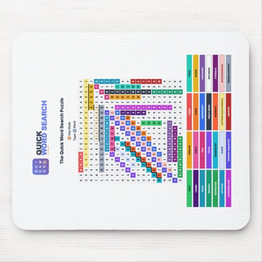 Recherche de mots rapide — Tapis de souris en mode (Devant)
