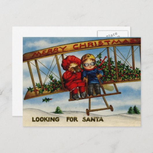 Recherche Père Noël Joyeux Noël Carte postale Vint (Devant / Derrière)