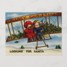 Recherche Père Noël Joyeux Noël Carte postale Vint