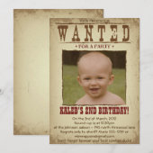 RECHERCHÉ POSTER Western Theme Party Invitation (Devant / Derrière)