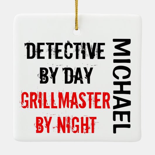 Rechercheur Grillmaster CUSTOM Keramisch Ornament (Achterkant)