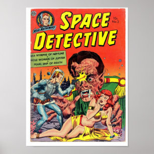 Rechercheur ruimtevaart uit Golden Age Comic Art Poster