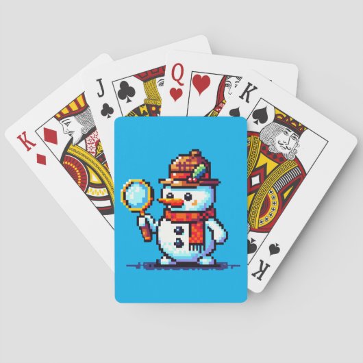 Rechercheur Snowman - Grappige Pixel Art Winter My Pokerkaarten (Achterkant)