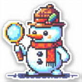 Rechercheur Snowman - Grappige Pixel Art Winter My Sticker (Voorkant)