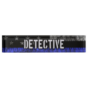 Rechercheur Thin Blue Line Distress Vlag Naambordje