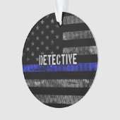 Rechercheur Thin Blue Line Distress Vlag Ornament (voorkant)