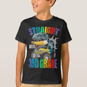 Recht in 3e klas monstertruck dinosaurusjongen t-shirt