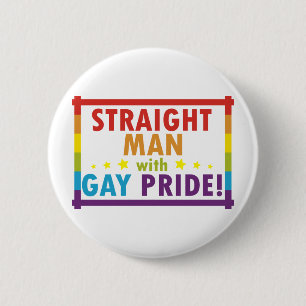 Recht Man met Gay Pride Ronde Button 5,7 Cm
