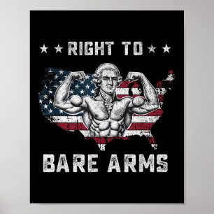 Recht op blote armen Amerikaanse vlag 4 juli Funny Poster