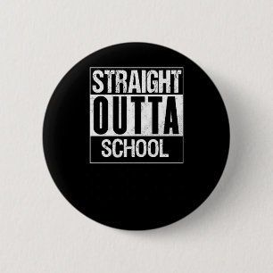 Recht uit school 1 ronde button 5,7 cm