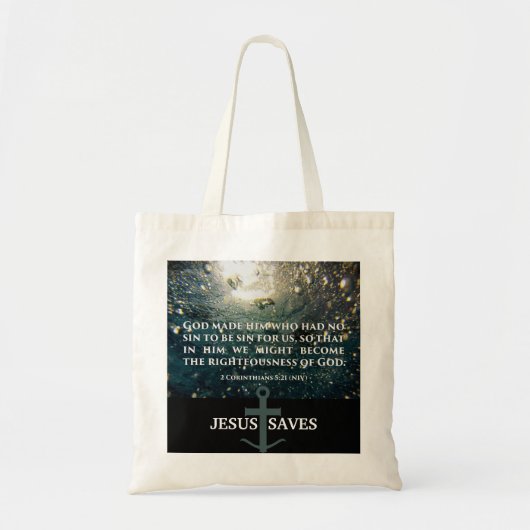 Recht van God 2 Corinthians 5:21 Kunst van de Schr Tote Bag (Voorkant)