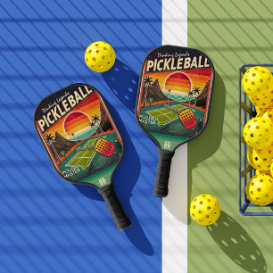  rechtbank zonsondergang   Retromonogram Pickleball Paddle
