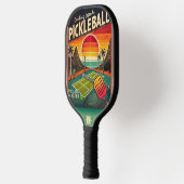  rechtbank zonsondergang | Retromonogram Pickleball Paddle (Links)