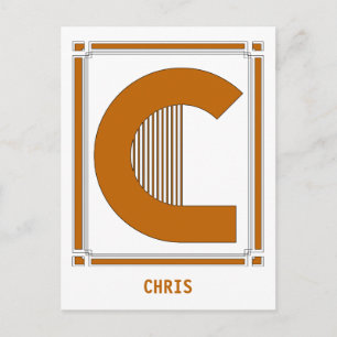 Rechte lijnen art deco met monogram, letter C Briefkaart