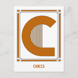 Rechte lijnen art deco met monogram, letter C Briefkaart