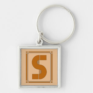 Rechte lijnen art deco met monogram, letter S Sleutelhanger