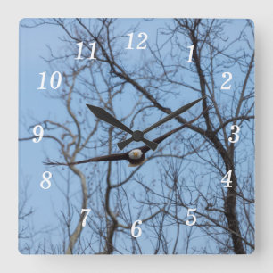 Rechte op Eagle Wall Clock Vierkante Klok