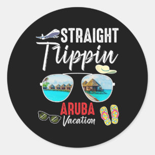 Rechte reis Aru Trip 2025 Strand Zomer Vakantie Ronde Sticker