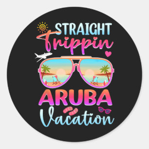 Rechte Trippin Aruba 2025 Strand Zomer Vakantie Ronde Sticker