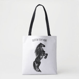 Rechte Wild Horse Canvas tas met aangepaste tekst