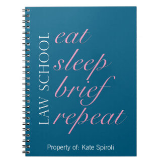 Rechtenstudent "Eat Sleep Brief Repeat" humoristis Notitieboek