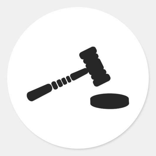 Rechter hammer ronde sticker (Voorkant)