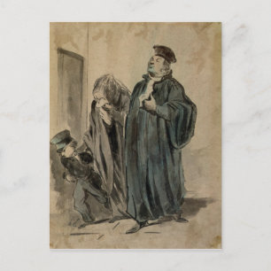 Rechter, vrouw en kind briefkaart