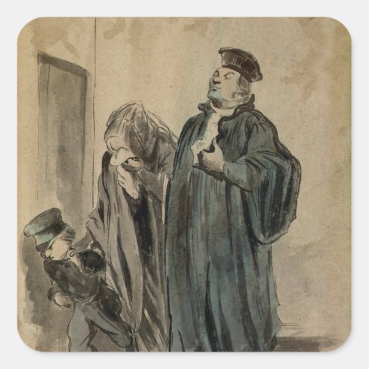 Rechter, vrouw en kind vierkante sticker (Voorkant)