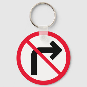 Rechterbocht verboden Metal Circle-Sleutelhanger Sleutelhanger