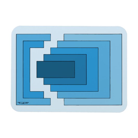 Rechthoek Abstract in blauw Magneet (Horizontaal)