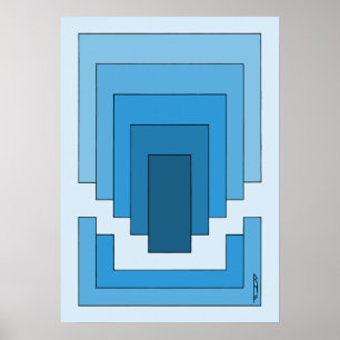 Rechthoek Abstract in blauw Poster