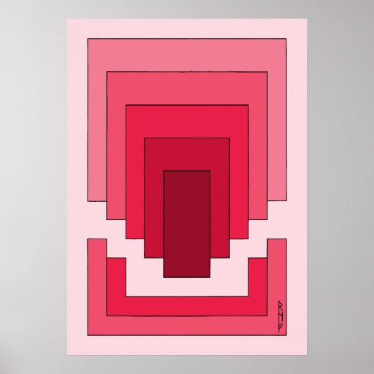 Rechthoek Abstract in rood Poster (Voorkant)