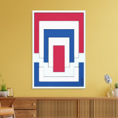 Rechthoek Abstract in rood, wit en blauw Canvas Afdruk (Insitu (Woonkamer))