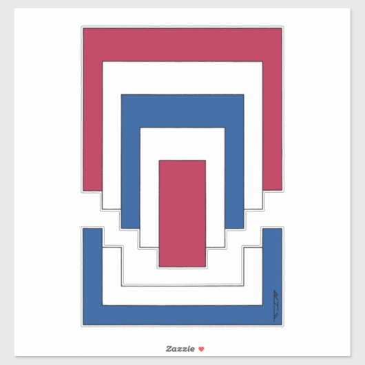 Rechthoek Abstract in rood, wit en blauw Sticker (Vel)