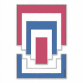 Rechthoek Abstract in rood, wit en blauw Sticker (Voorkant)