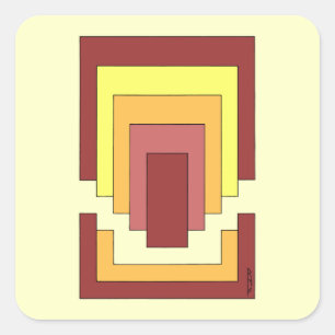 Rechthoek Abstract Meerkleurig (70s Stijl) Vierkante Sticker